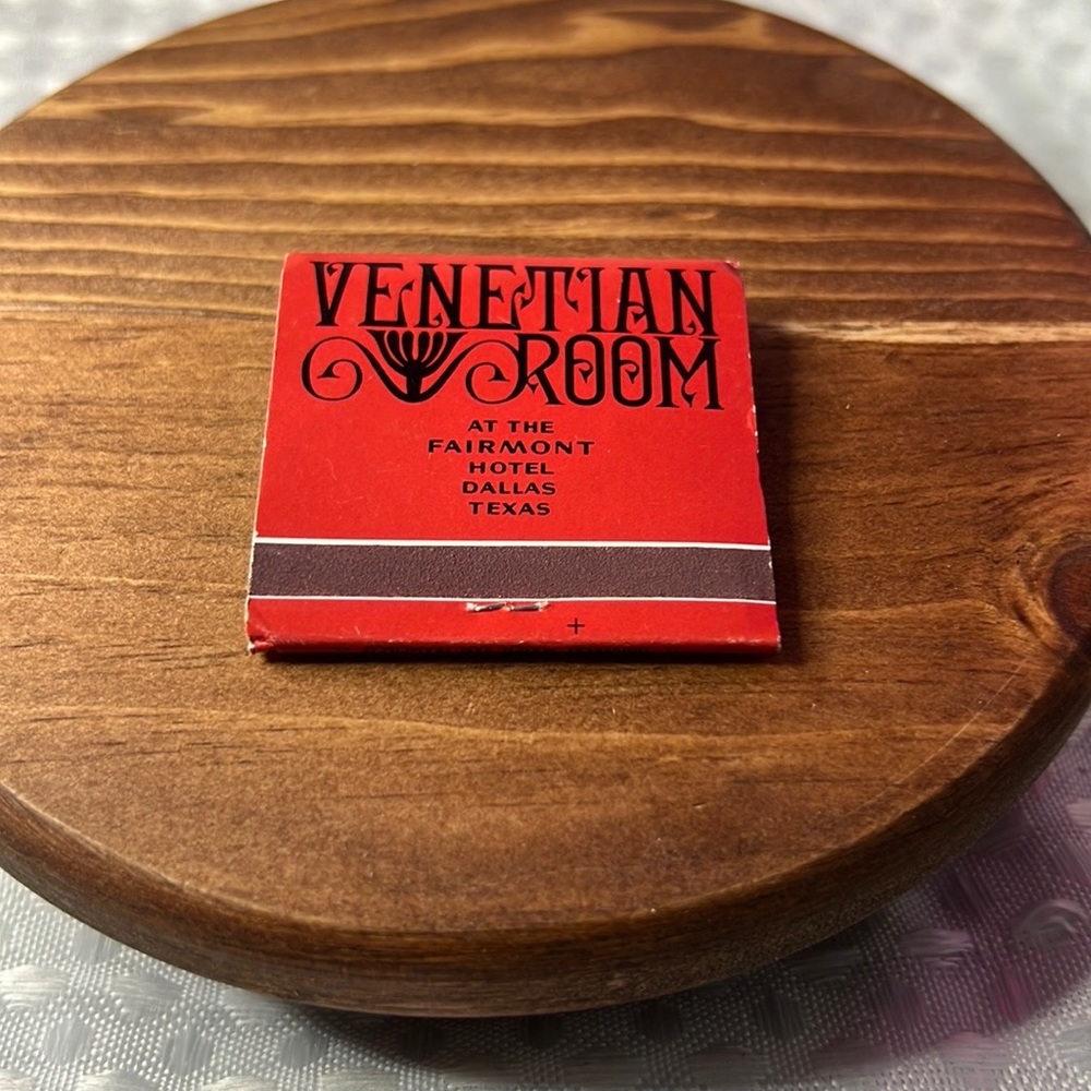 NEW VENETIAN ROOM VINTAGE MATCHBOOK FAIRMONT HOTEL Dallas Texas.